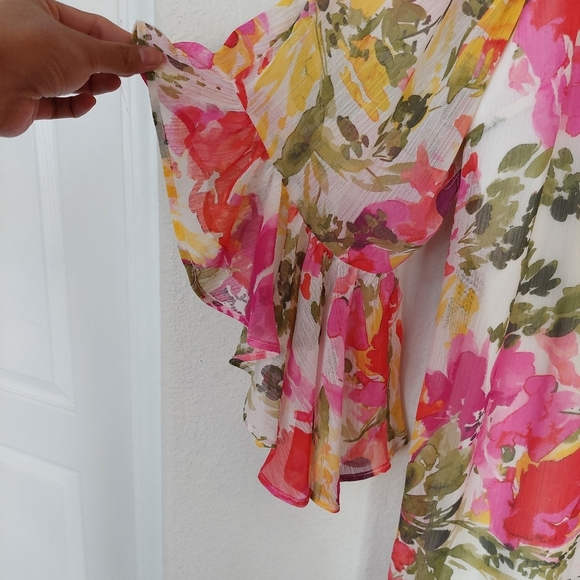 Calvin Klein Plus Size Printed V-Neck Bell-Sleeve Shift Dress Size 18W - Picture 3 of 9